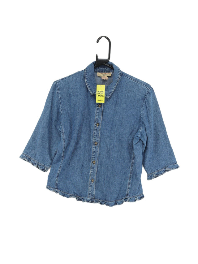 Vintage Women's Shirt UK 12 Blue 100% Cotton