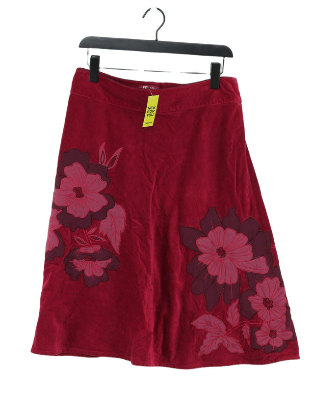 Monsoon Women's Midi Skirt UK 12 Red 100% Cotton