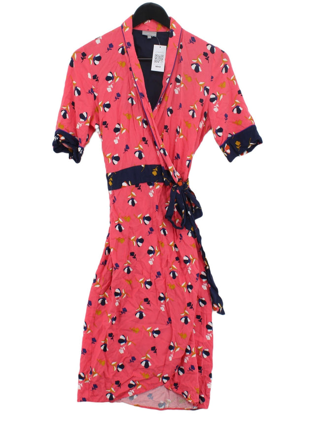 Oliver Bonas Women's Midi Dress UK 10 Pink 100% Viscose