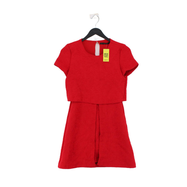 Zara Women's Mini Dress XS Red Polyester with Nylon