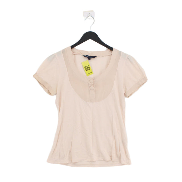 French Connection Women's T-Shirt M Cream 100% Cotton