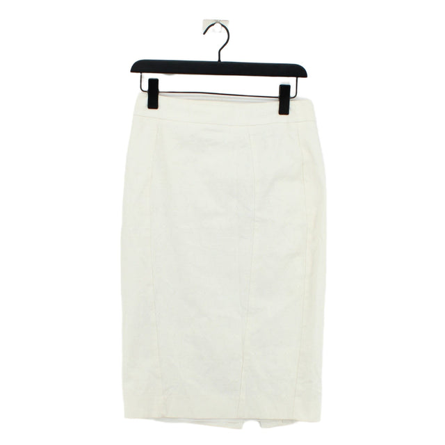 Long Tall Sally Women's Midi Skirt UK 10 White Cotton with Elastane, Polyester