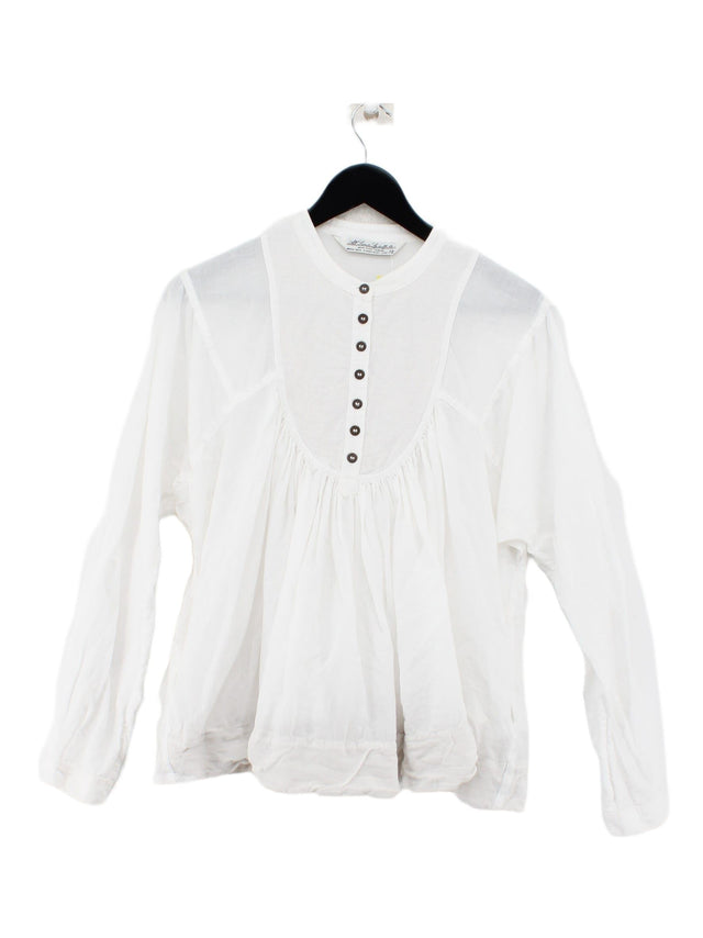 AllSaints Women's Top L White Linen with Cotton