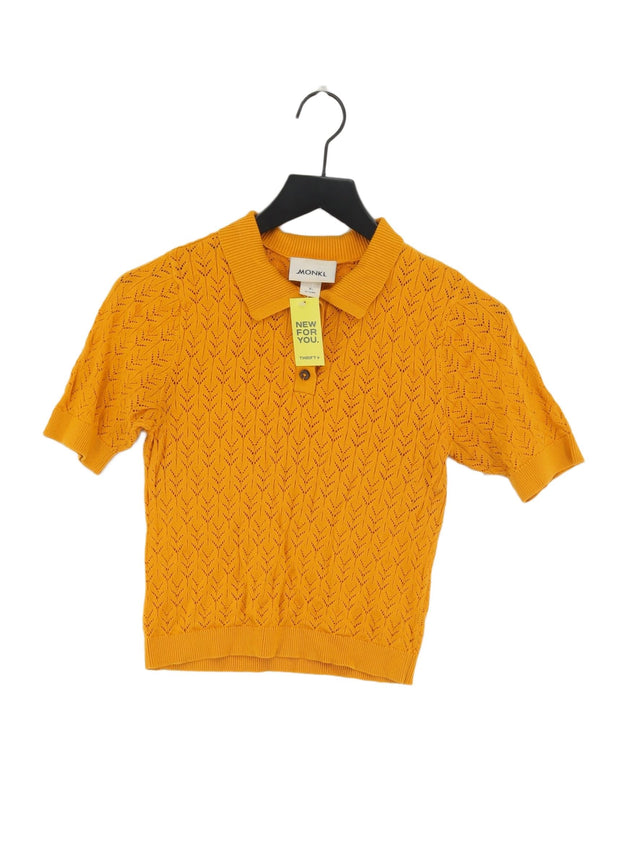 Monki Women's T-Shirt XS Yellow 100% Cotton