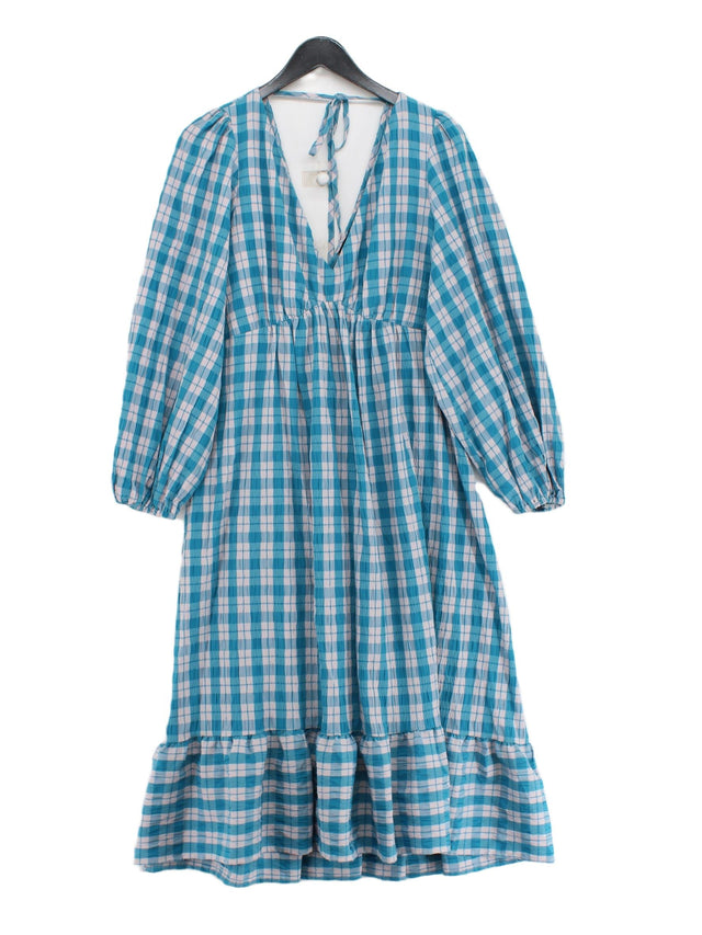 Nobody's Child Women's Maxi Dress UK 16 Blue Polyester with Cotton, Elastane