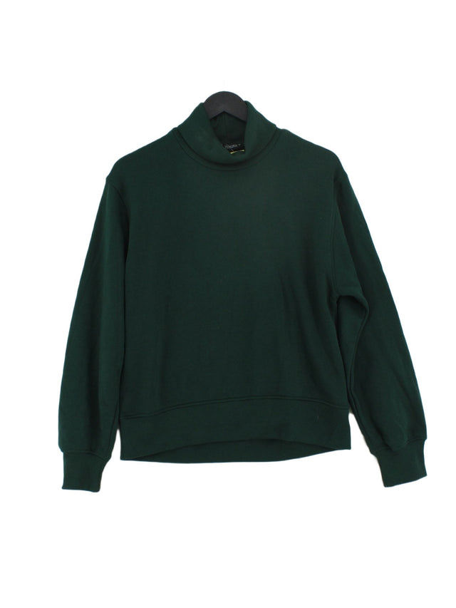 Zara Women's Jumper S Green Cotton with Elastane, Polyester