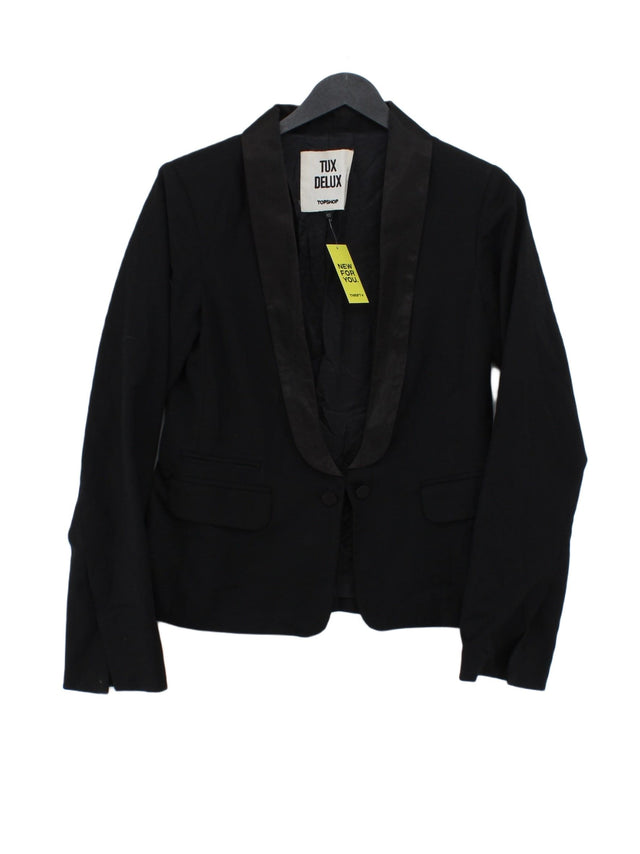 Topshop Women's Blazer UK 10 Black Polyester with Elastane, Viscose, Wool