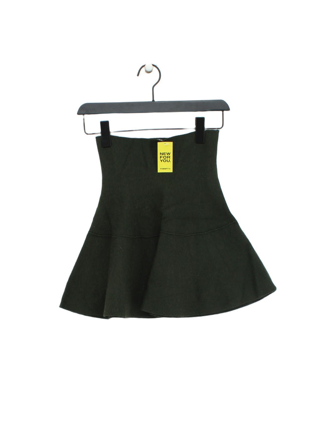 Zara Women's Midi Skirt S Green Viscose with Polyester
