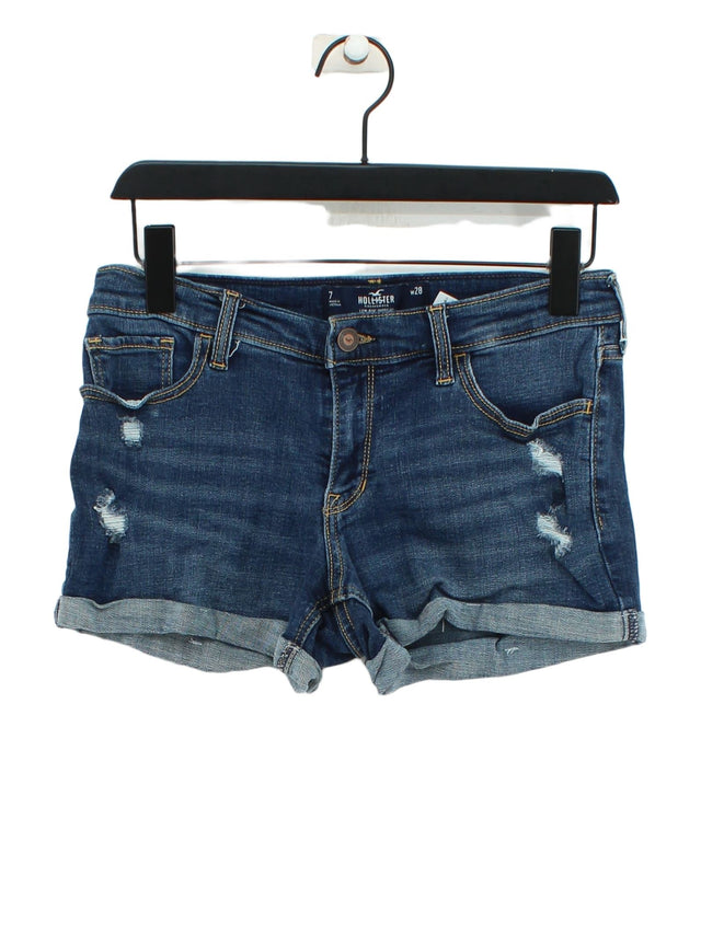 Hollister Women's Shorts W 28 in Blue Cotton with Elastane, Lyocell Modal