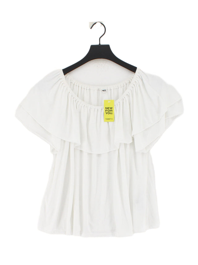 Uniqlo Women's Blouse M White Polyester with Viscose