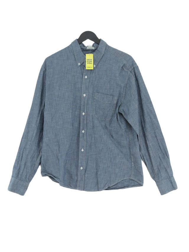 J. Crew Women's Shirt L Blue Cotton with Elastane