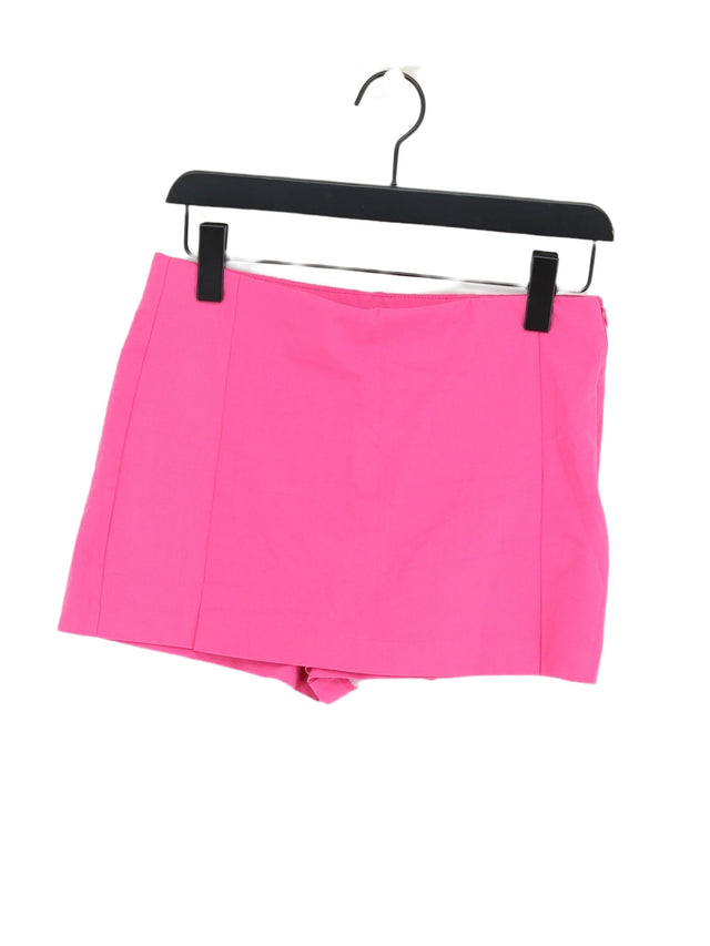 Zara Women's Shorts S Pink Polyester with Elastane, Viscose