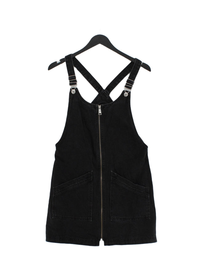 Topshop Women's Midi Dress UK 8 Black Cotton with Polyester