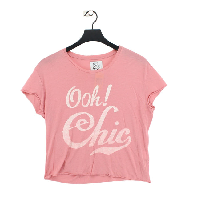 Zoe Karssen Women's T-Shirt XXS Pink Cotton with Lyocell Modal