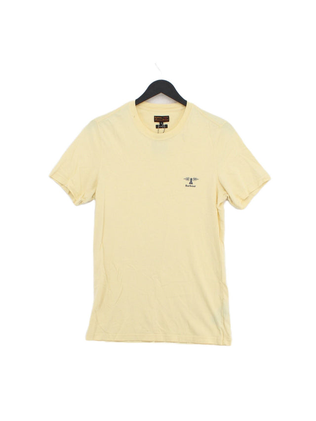 Barbour Men's T-Shirt S Yellow 100% Cotton