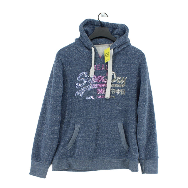 Superdry Women's Hoodie XL Blue Polyester with Cotton, Viscose