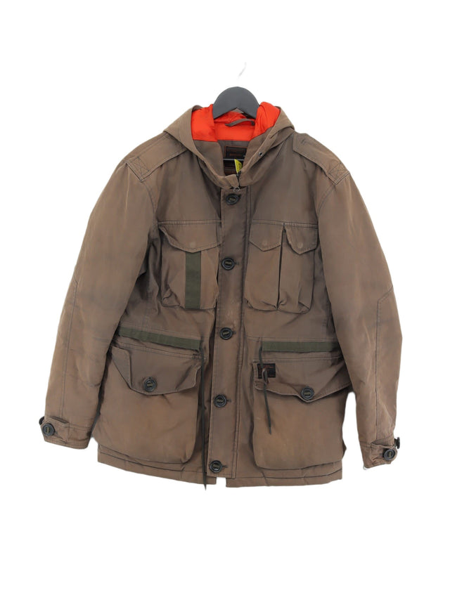 Superdry Men's Coat M Brown Cotton with Nylon, Polyester
