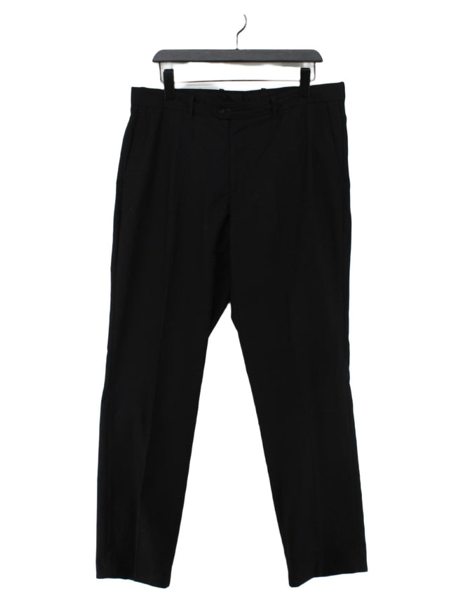 White Stuff Men's Suit Trousers W 36 in Black Polyester with Viscose