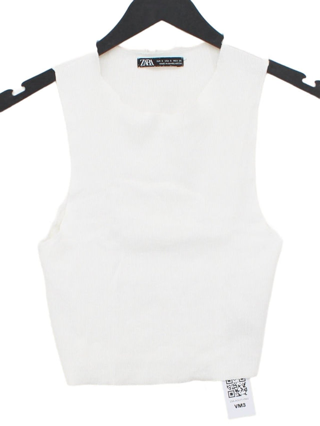 Zara Women's Top S White Cotton with Elastane