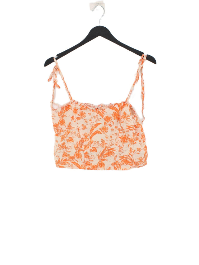 MNG Women's Top M Orange Viscose with Cotton, Polyester