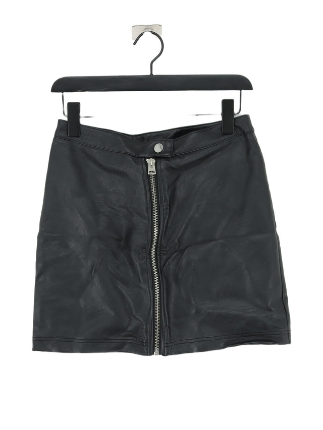 Topshop Women's Midi Skirt UK 10 Black Polyester with Cotton, Viscose