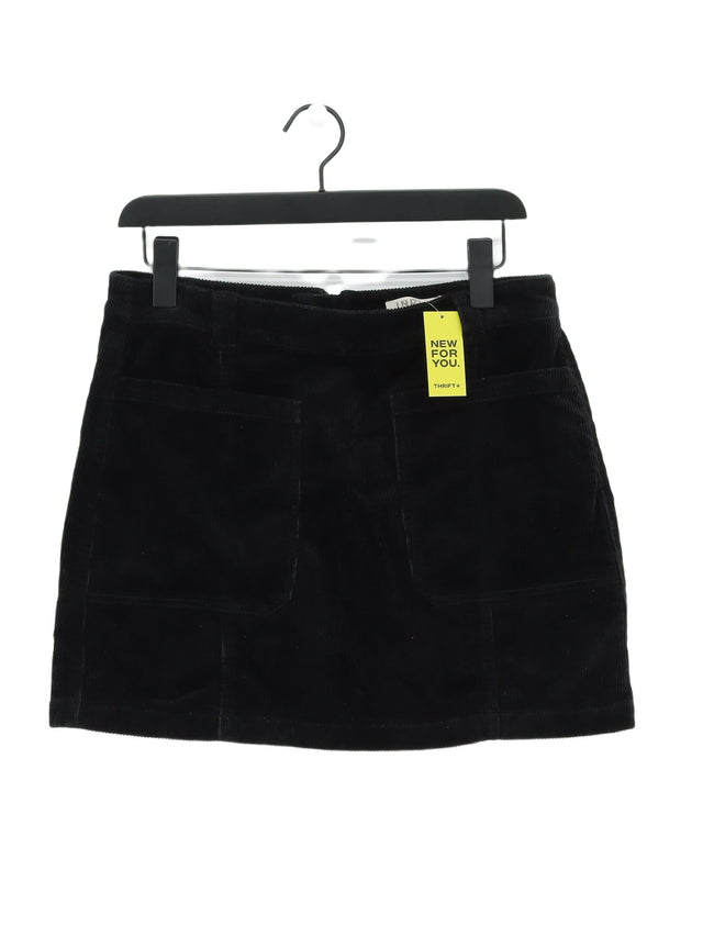 Indigo Women's Midi Skirt UK 12 Black Cotton with Elastane