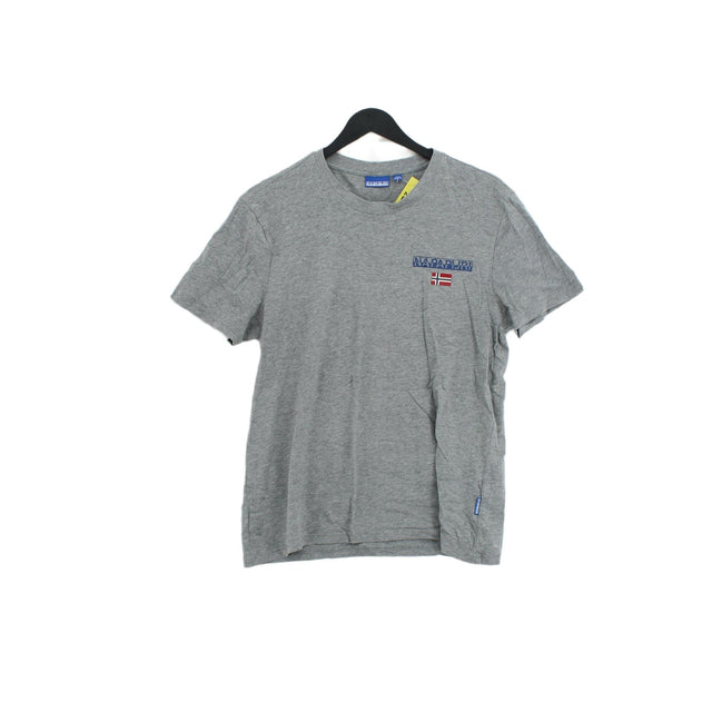 Napapijri Men's T-Shirt S Grey 100% Cotton