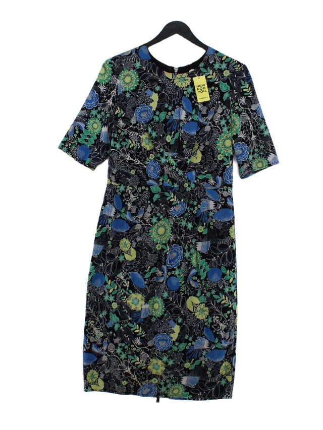 Whistles Women's Midi Dress UK 12 Black Silk with Elastane, Polyester