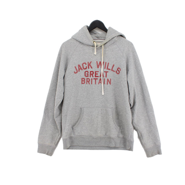Jack Wills Men's Hoodie M Grey Cotton with Polyester