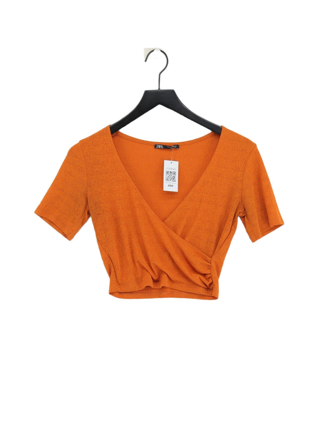 Zara Women's Top M Orange Polyester with Elastane