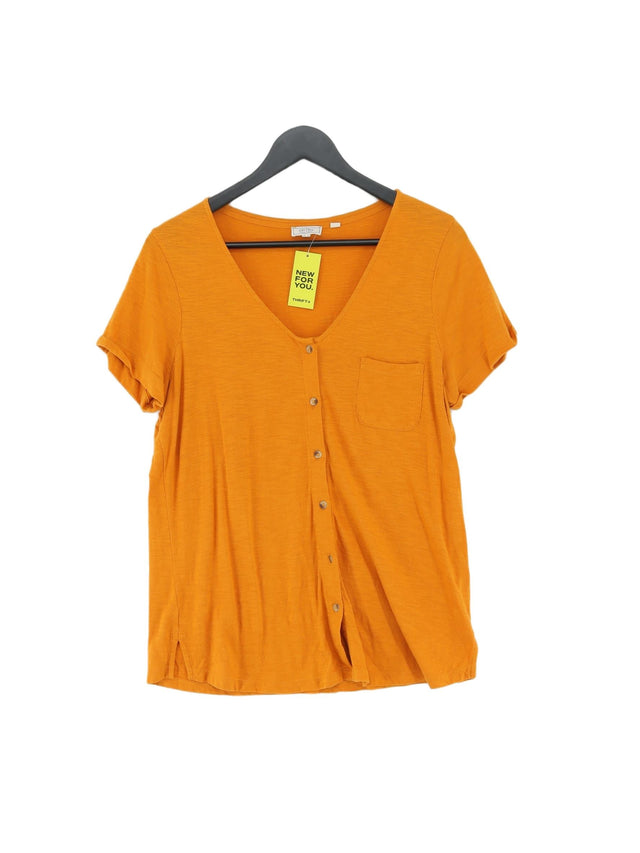 FatFace Women's Top UK 12 Orange Cotton with Lyocell Modal