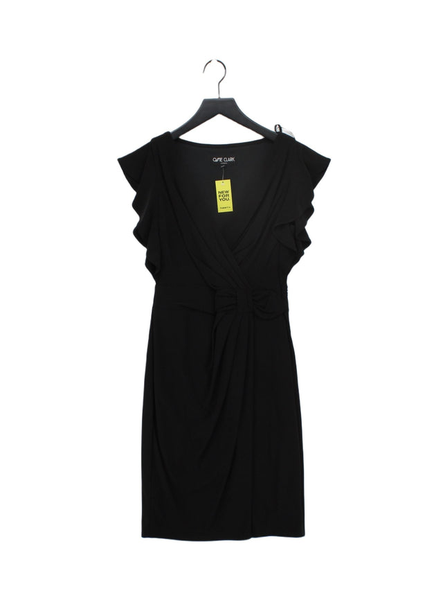 Ossie Clark Women's Midi Dress UK 10 Black Polyester with Elastane, Silk