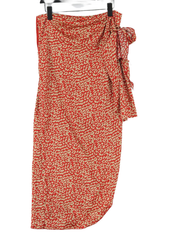 Never Fully Dressed Women's Midi Skirt L Red 100% Polyester