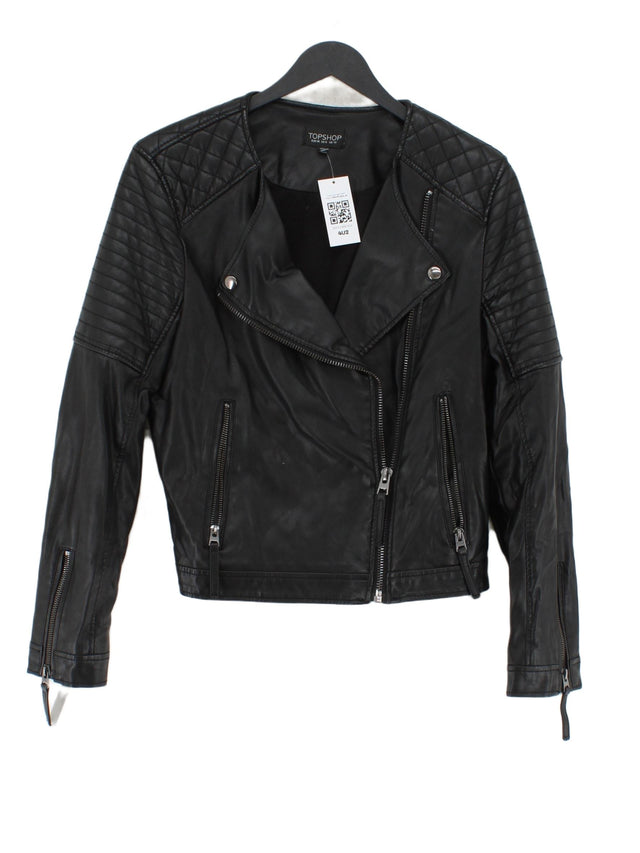 Topshop Women's Jacket UK 10 Black Polyester with Viscose