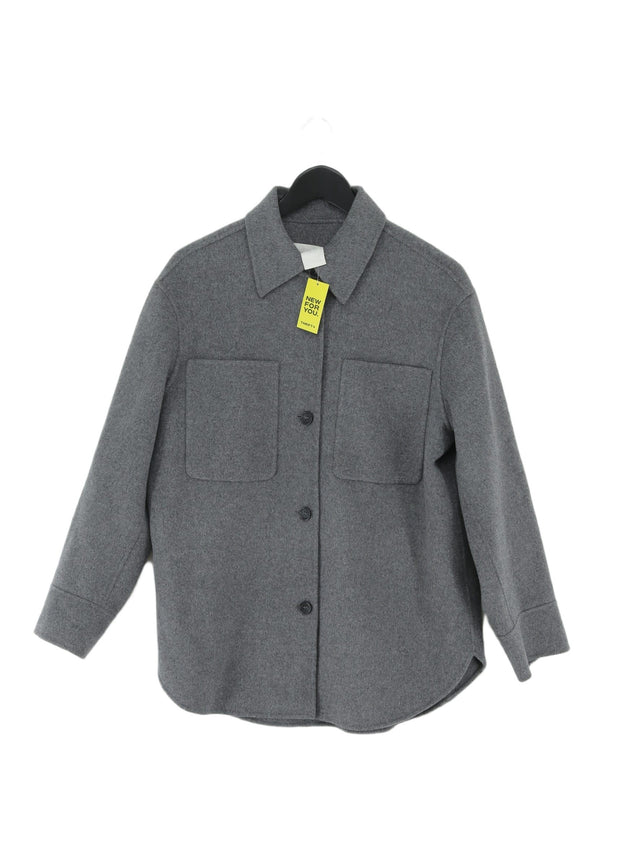 Arket Women's Coat UK 8 Grey 100% Wool
