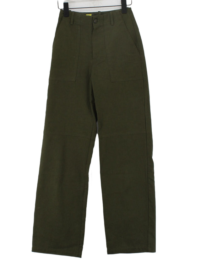 Zara Women's Suit Trousers XS Green Cotton with Lyocell Modal