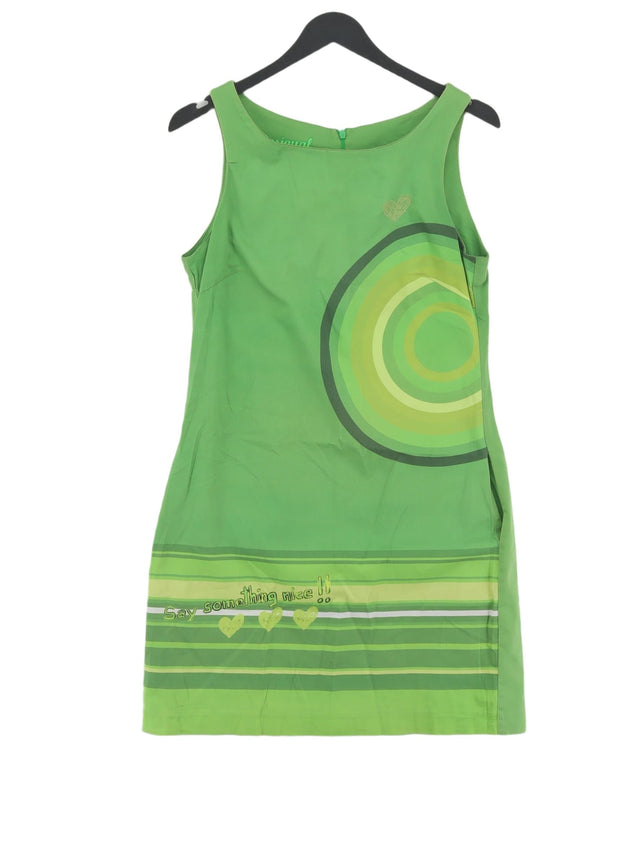 Desigual Women's Midi Dress UK 10 Green Cotton with Elastane