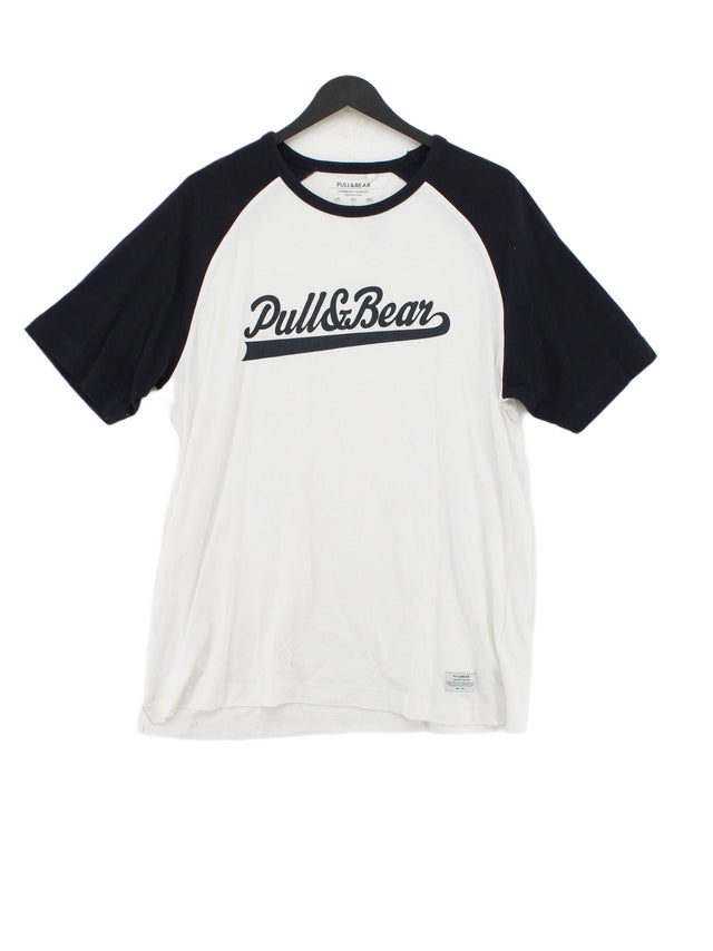 Pull&Bear Men's T-Shirt L White 100% Cotton