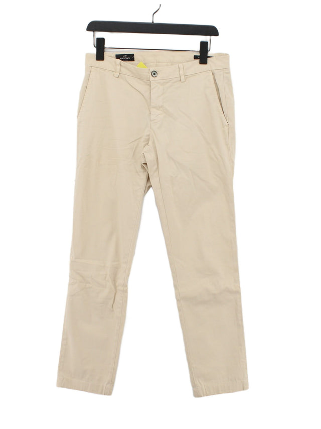 Mason Men's Trousers S Cream Cotton with Elastane