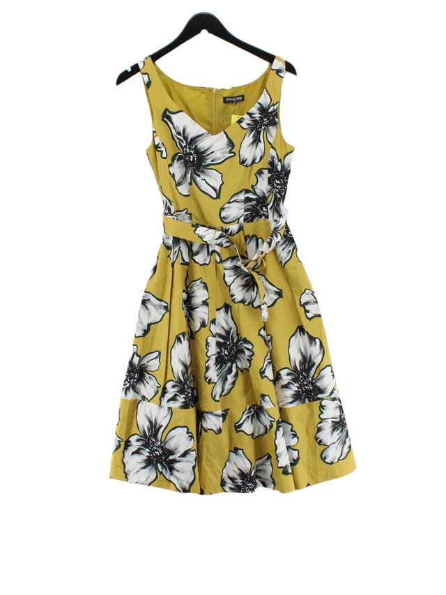 The Collection Women's Midi Dress UK 12 Yellow Cotton with Polyester