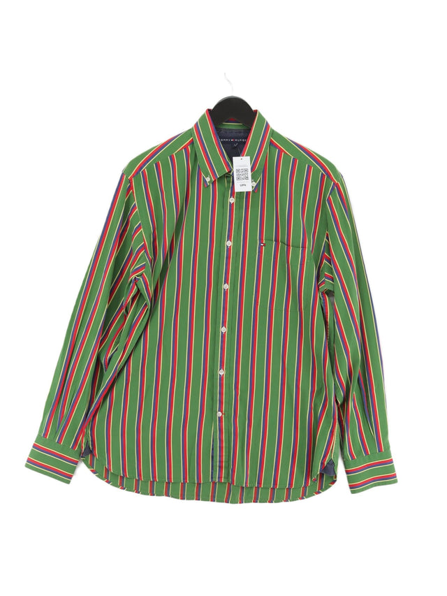 Tommy Hilfiger Men's Shirt L Green 100% Cotton