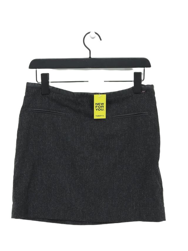 IKKS Women's Mini Skirt UK 10 Grey Wool with Polyamide