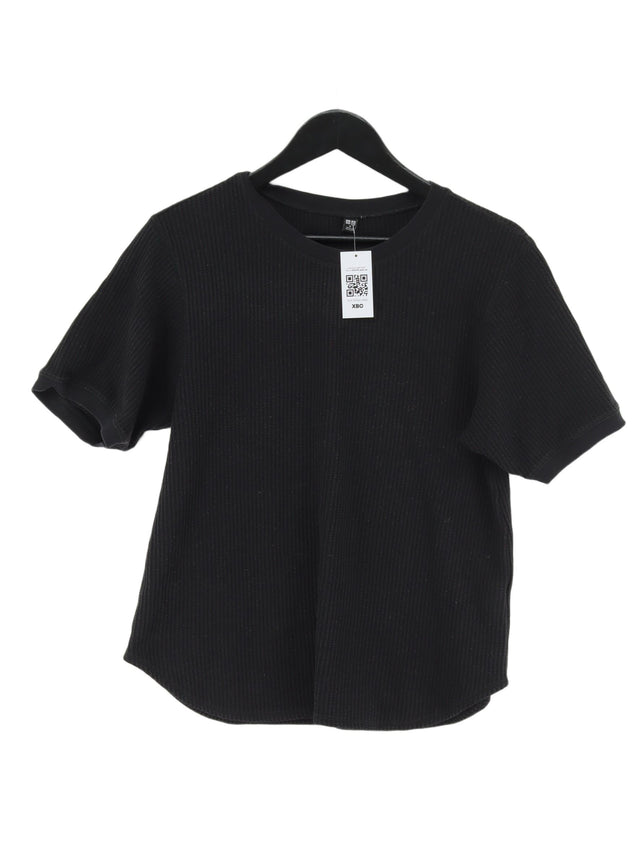 Uniqlo Women's T-Shirt M Black Cotton with Elastane, Polyester
