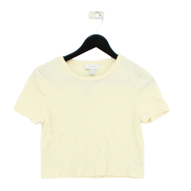 Topshop Women's T-Shirt UK 14 Cream 100% Cotton