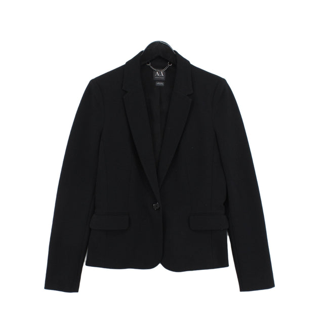 Armani Exchange Women's Blazer UK 8 Black Polyester with Nylon, Spandex