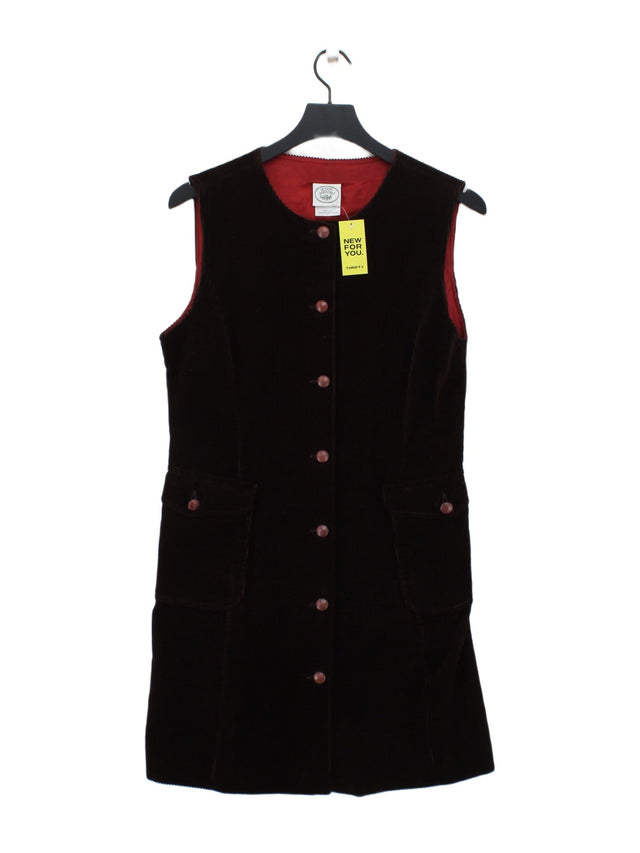 Laura Ashley Women's Midi Dress UK 12 Brown 100% Cotton