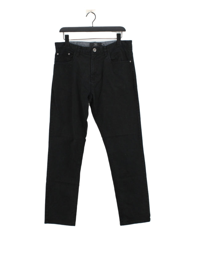 Next Men's Jeans W 34 in Black Cotton with Elastane