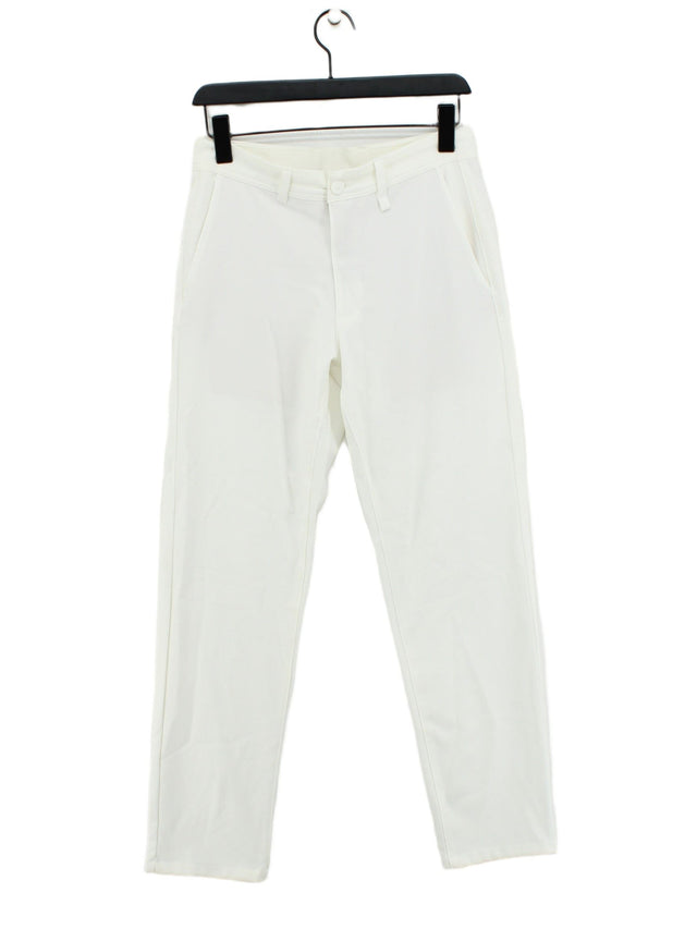 Zara Women's Suit Trousers W 29 in White Polyester with Elastane, Viscose