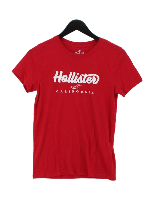 Hollister Women's T-Shirt S Red Cotton with Polyester