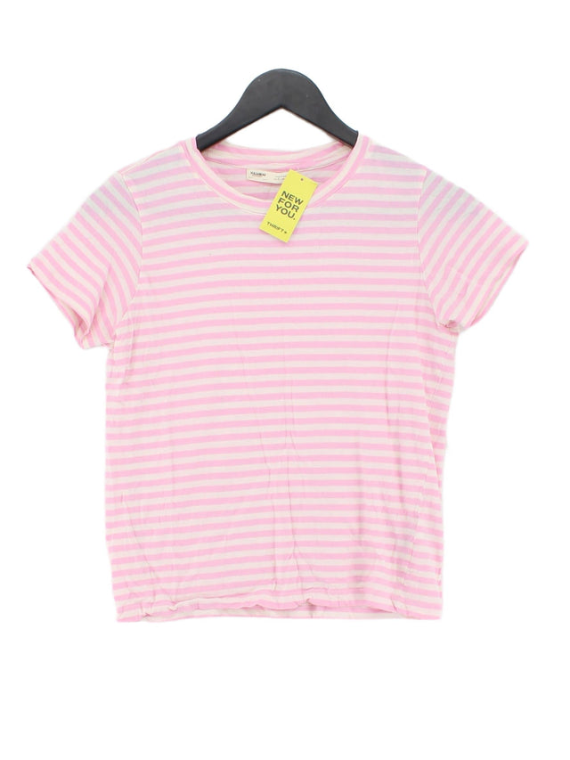 Pull&Bear Women's T-Shirt S Pink 100% Cotton